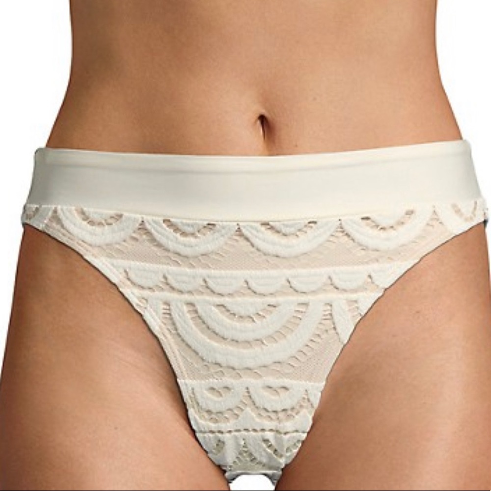 SALE PilyQ Ivory HIGH Waist Bikini Bottom